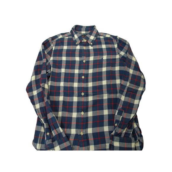 Ralph Lauren Men's Cotton Flannel Shirt Blue Red Plaid‎ Classic Fit Preppy - Picture 1 of 5